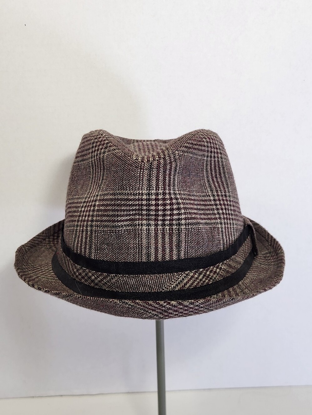 Original Penguin Munsingwear Men's M/L Plaid Fedora Hat Brown Burgundy Black